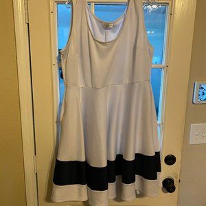 White and blue A line dress